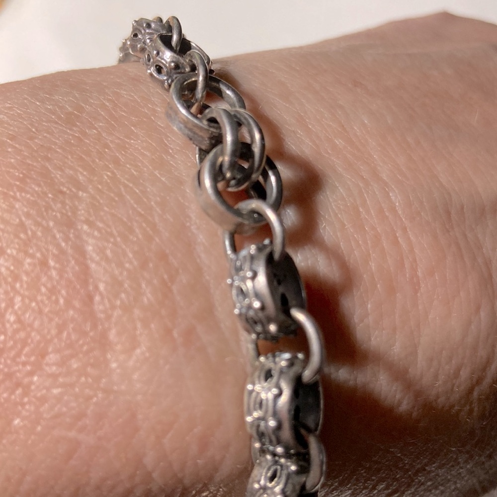 925 Silver Chunky Statement Link Chain Bracelet T… - image 8